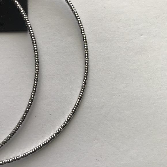 Guess Silver Jeweled Beveled Hoop Earrings. NEW!! - Picture 2 of 2